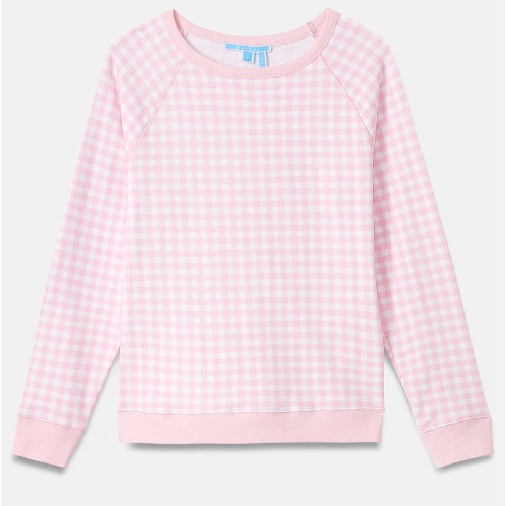Draper James Pink Gingham Sweatshirt